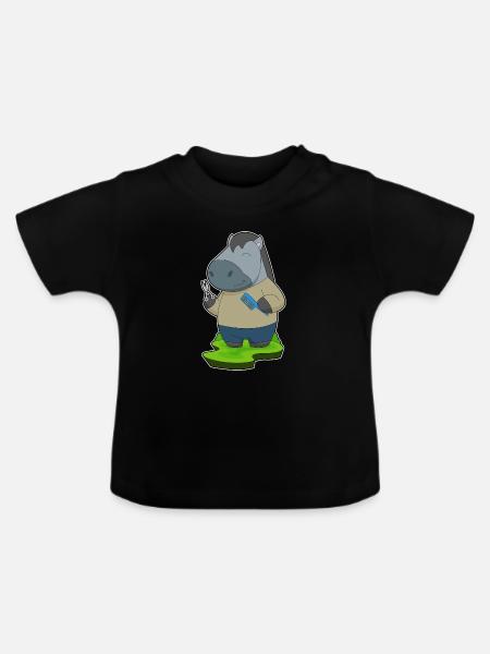 Pferd Friseur Schere Kamm - Baby Bio-T-Shirt mit Rundhals - Schwarz