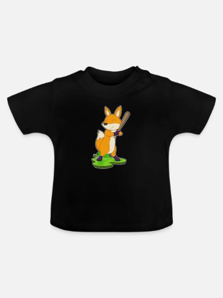 Fuchs Baseball Baseballschläger - Baby Bio-T-Shirt mit Rundhals - Schwarz