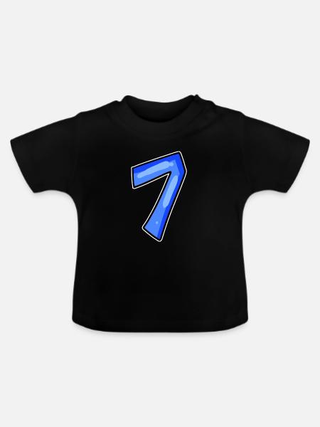 Zahl 7 Nummer - Baby Bio-T-Shirt mit Rundhals - Schwarz