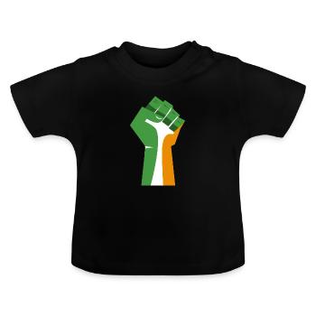 The Raised Fist (Green, White, Orange) - Baby Organic T-Shirt with Round Neck - black - Front
