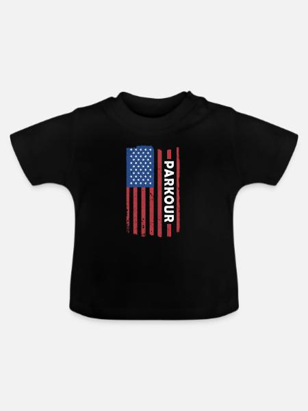 Traceur Us Flag Parkour - Baby Bio-T-Shirt mit Rundhals - Schwarz