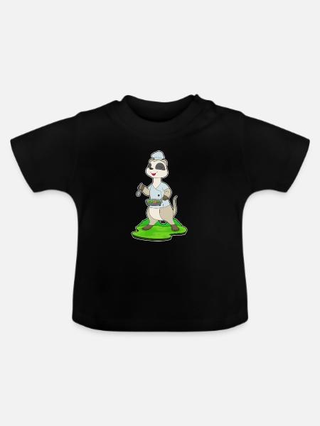 Erdmännchen Koch Pfanne Kochen - Baby Bio-T-Shirt mit Rundhals - Schwarz