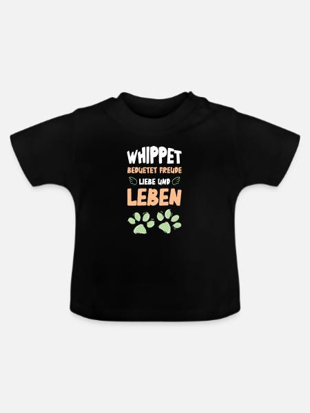 Whippet Liebe Leben Design - Baby Bio-T-Shirt mit Rundhals - Schwarz