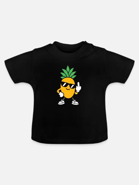 Sunny Pineapple Sonnenbrille Einstellung - Baby Bio-T-Shirt mit Rundhals - Schwarz