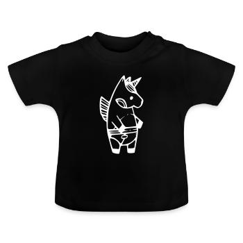 Licorne avec couche - T-shirt bio col rond Bébé - noir - Devant