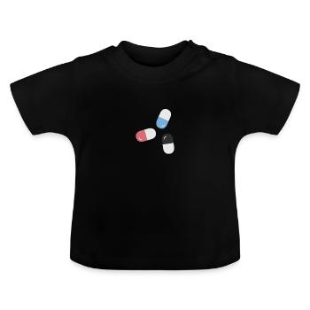Pillen - Baby Bio-T-Shirt mit Rundhals - Schwarz - Vorne