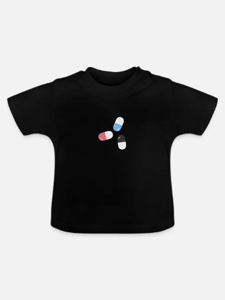 Pillen - Baby Bio-T-Shirt mit Rundhals - Schwarz
