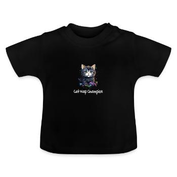 Cat-Nap - lustiges Katzen outfit! - Baby Bio-T-Shirt mit Rundhals - Schwarz - Vorne