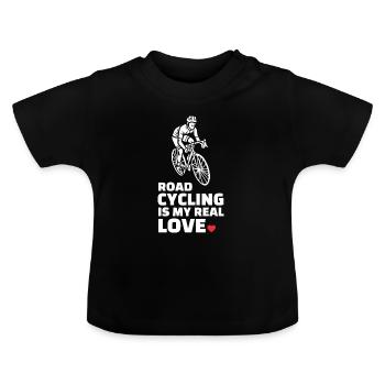 Ich Liebe Rennradfahren - Baby Bio-T-Shirt mit Rundhals - Schwarz - Vorne