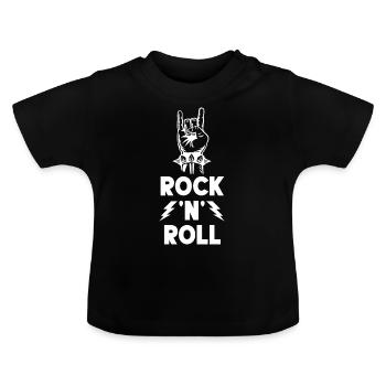 Panneau Rock N Roll - T-shirt bio col rond Bébé - noir - Devant