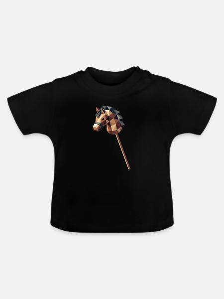 Steckenpferd im Polygon-Stil - Baby Bio-T-Shirt mit Rundhals - Schwarz