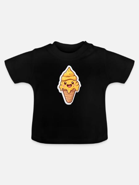 Eiscreme Eis - Baby Bio-T-Shirt mit Rundhals - Schwarz