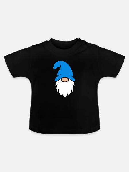 Azurblauer Gnom bärtiges Symbol - Baby Bio-T-Shirt mit Rundhals - Schwarz
