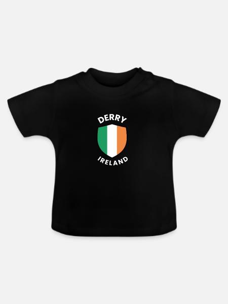 Derry Ireland Shield-Flagge - Baby Bio-T-Shirt mit Rundhals - Schwarz