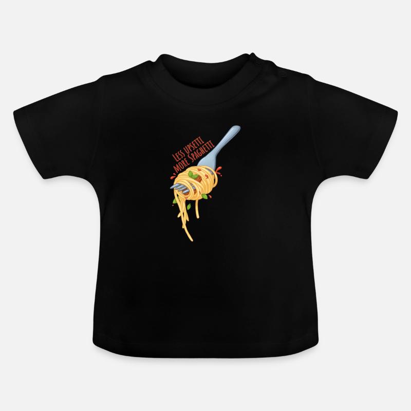 Moins d’upsetti, plus de spaghettis – Meme de la cuisine kawïenne - T-shirt bio col rond Bébé - noir
