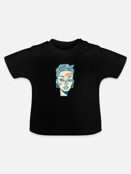 Female face #7 - Baby Bio-T-Shirt mit Rundhals - Schwarz