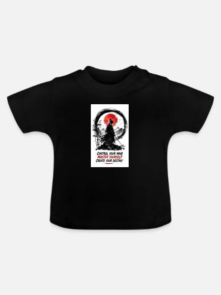 Samurai Zen: Control Your Mind - Baby Bio-T-Shirt mit Rundhals - Schwarz