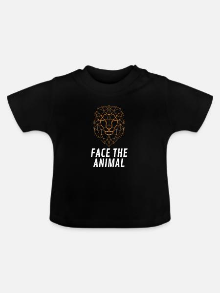 Face the Animal Lion - Baby Bio-T-Shirt mit Rundhals - Schwarz