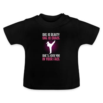 Karaté Autodéfense Arts Martiaux - T-shirt bio col rond Bébé - noir - Devant