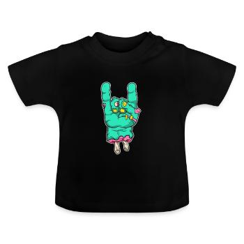 Zombie Hand Rock Halloween Costume - Baby Organic T-Shirt with Round Neck - black - Front