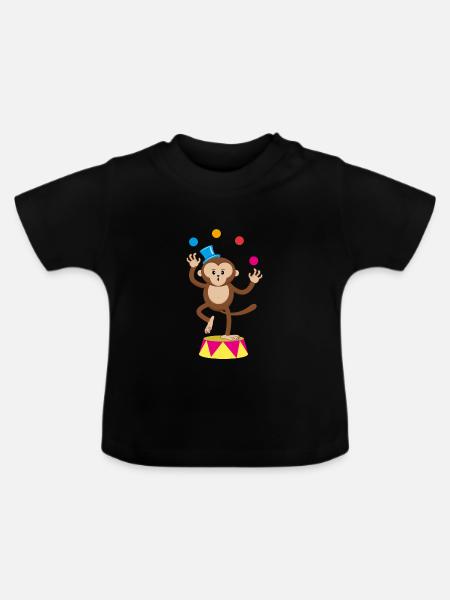 Circus aap juggler aap aap aap circus - Baby biologisch T-shirt met ronde hals - zwart