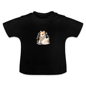 Chien japonais Shiba Inu, mariée avec robe de - T-shirt bio col rond Bébé - noir - Devant
