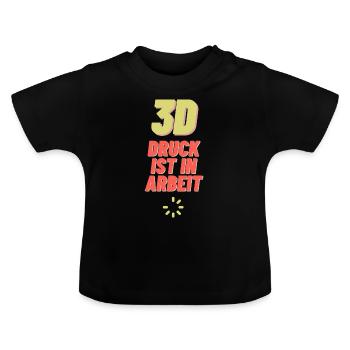 Lustiger Babystrampler - 3D-Druck in Arbeit - Baby Bio-T-Shirt mit Rundhals - Schwarz - Vorne
