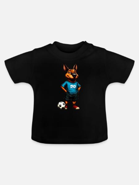 Fussball Hunde - Baby Bio-T-Shirt mit Rundhals - Schwarz