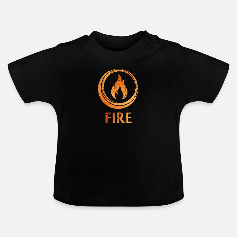 Vier Elemente Feuer - Baby Bio-T-Shirt mit Rundhals - Schwarz