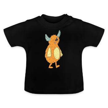 monster - Baby Organic T-Shirt with Round Neck - black - Front