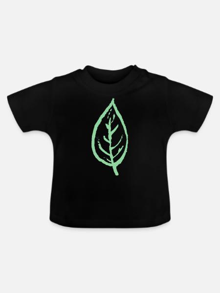 Blatt - Natur - Baby Bio-T-Shirt mit Rundhals - Schwarz