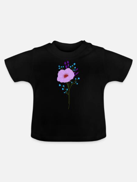 Blumenstrauß - Baby Bio-T-Shirt mit Rundhals - Schwarz