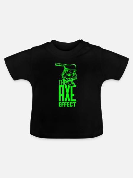 Skull mit Axt - Baby Bio-T-Shirt mit Rundhals - Schwarz