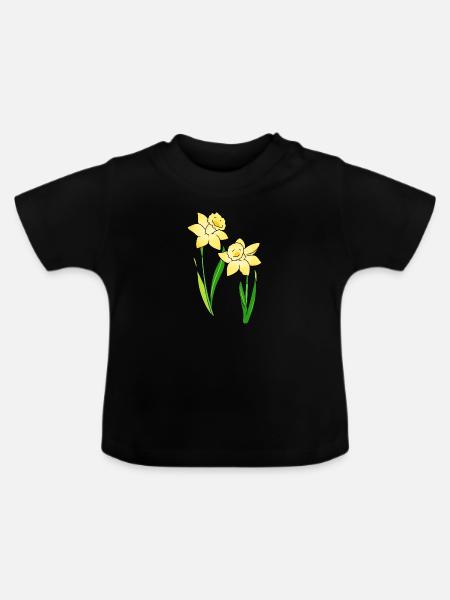 Narzissen - Baby Bio-T-Shirt mit Rundhals - Schwarz