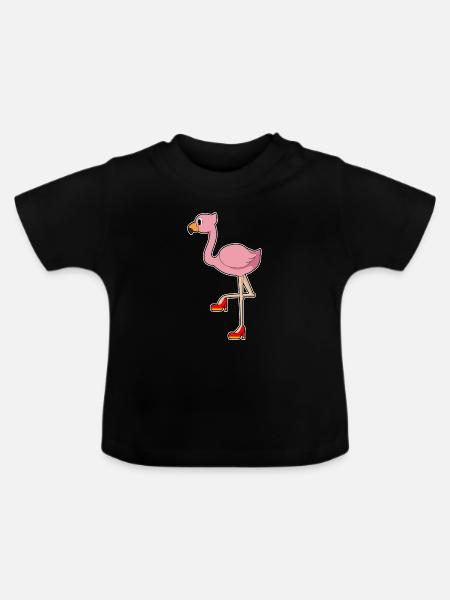 Flamingo Stöckelschuhe - Baby Bio-T-Shirt mit Rundhals - Schwarz