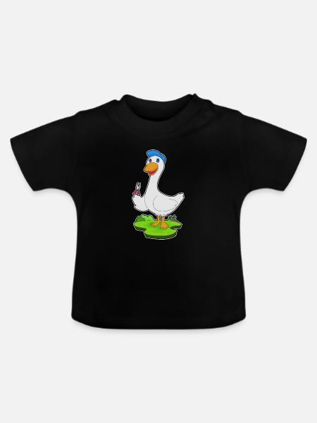 Ente Friseur Schere - Baby Bio-T-Shirt mit Rundhals - Schwarz