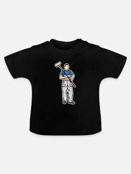 Kleiner Maler - Baby Bio-T-Shirt mit Rundhals - Schwarz