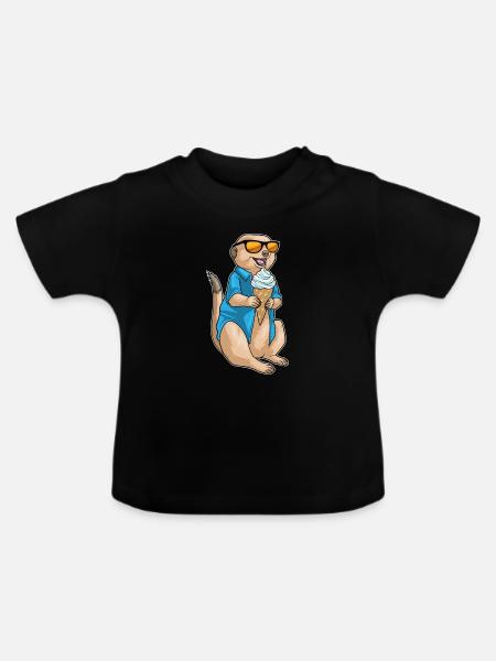 Erdmännchen Waffeleis - Baby Bio-T-Shirt mit Rundhals - Schwarz