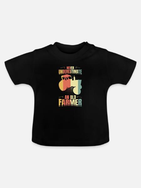 Bauern Opa - Baby Bio-T-Shirt mit Rundhals - Schwarz