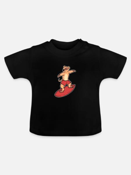 Meerkat Surfer Wakeboarder Geschenk - Baby Bio-T-Shirt mit Rundhals - Schwarz