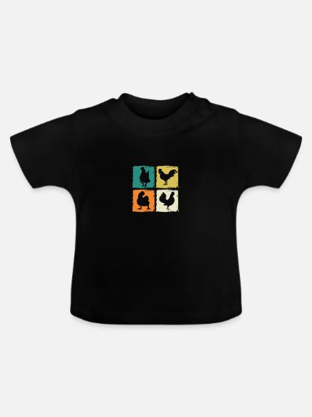 Hühner Hahn - Baby Bio-T-Shirt mit Rundhals - Schwarz