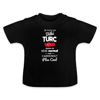 Turkish Baby Like a Normal Baby But Cooler - Baby Organic T-Shirt with Round Neck - black - Front
