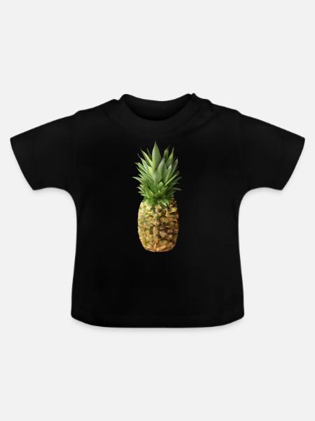 Ananas - Baby Bio-T-Shirt mit Rundhals - Schwarz