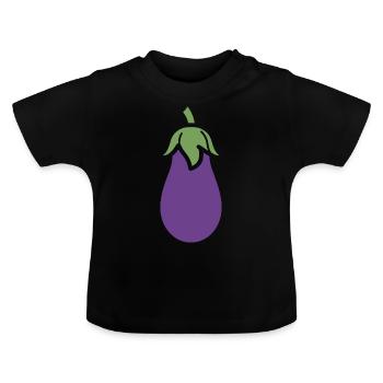 Aubergine - T-shirt bio col rond Bébé - noir - Devant