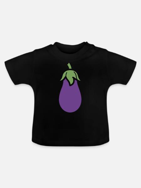 Aubergine - Baby Bio-T-Shirt mit Rundhals - Schwarz