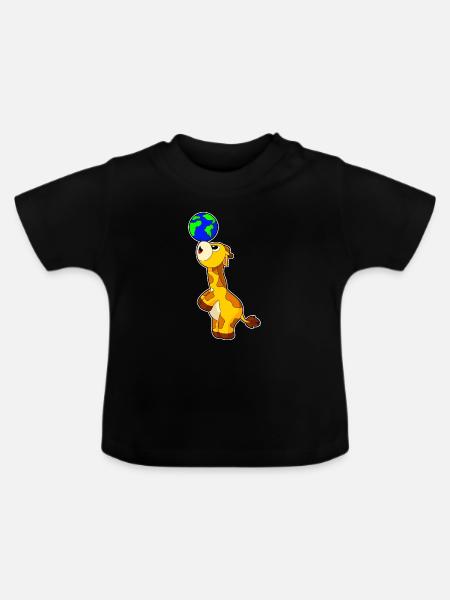 Giraffe Erdkugel - Baby Bio-T-Shirt mit Rundhals - Schwarz