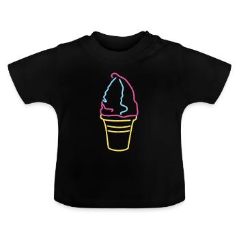 Buntes Softeis - Baby Bio-T-Shirt mit Rundhals - Schwarz - Vorne