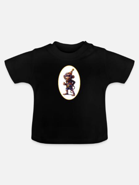 Schimpanse lacht - Baby Bio-T-Shirt mit Rundhals - Schwarz
