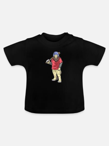 Löwe Baseball Baseballschläger - Baby Bio-T-Shirt mit Rundhals - Schwarz