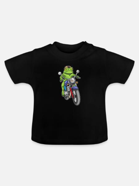 Frosch Motorrad - Baby Bio-T-Shirt mit Rundhals - Schwarz